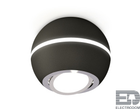 Комплект накладного поворотного светильника с дополнительной подсветкой XS1102021 SBK/PSL черный песок/серебро полированное MR16 GU5.3 LED 3W 4200K (C1102, N7003) - цена и фото