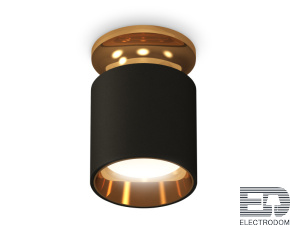 Комплект накладного светильника XS6302161 SBK/PYG черный песок/золото желтое полированное MR16 GU5.3 (N6905, C6302, N6113) - цена и фото