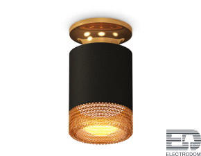 Комплект накладного светильника с композитным хрусталем XS6302162 SBK/PYG/CF черный песок/золото желтое полированное/кофе MR16 GU5.3 (N6905, C6302, N6154) - цена и фото