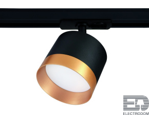 Трековый однофазный светильник со сменной лампой GL5365 BK/GD черный/золото GX53 max 12W - цена и фото
