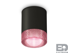 Комплект накладного светильника с композитным хрусталем XS6302042 SBK/PI черный песок/розовый MR16 GU5.3 (C6302, N6152) - цена и фото