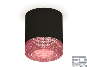 Комплект накладного светильника с композитным хрусталем XS7402012 SBK/PI черный песок/розовый MR16 GU5.3 (C7402, N7193) - цена и фото