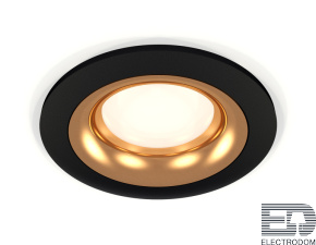 Комплект встраиваемого светильника XC7622005 SBK/PYG черный песок/золото желтое полированное MR16 GU5.3 (C7622, N7014) - цена и фото