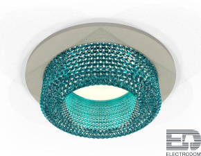 Комплект встраиваемого светильника с композитным хрусталем XC7623023 SGR/BL серый песок/голубой MR16 GU5.3 (C7623, N7194) - цена и фото