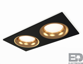 Комплект встраиваемого светильника XC7636005 SBK/PYG черный песок/золото желтое полированное MR16 GU5.3 (C7636, N7014) - цена и фото