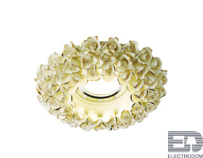Встраиваемый потолочный точечный светильник D5505 W/G белый/золото керамика - цена и фото