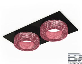 Комплект встраиваемого светильника с композитным хрусталем XC7636022 SBK/PI черный песок/розовый MR16 GU5.3 (C7636, N7193) - цена и фото