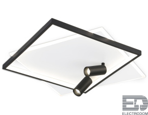 Настенно-потолочный светодиодный светильник с пультом FL5138/2+2 WH/BK Line - цена и фото