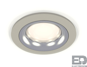 Комплект встраиваемого светильника XC7623003 SGR/PSL серый песок/серебро полированное MR16 GU5.3 (C7623, N7012) - цена и фото