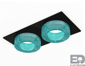 Комплект встраиваемого светильника с композитным хрусталем XC7636023 SBK/BL черный песок/голубой MR16 GU5.3 (C7636, N7194) - цена и фото