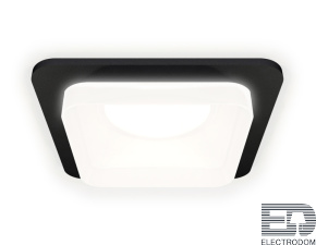 Комплект встраиваемого светильника с акрилом XC7902013 SBK/FR черный песок/белый матовый MR16 GU5.3 (C7902, N7755) - цена и фото