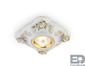 Встраиваемый потолочный точечный светильник D5504 W/GD белый золото керамика - цена и фото