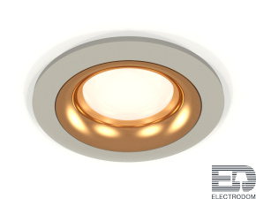 Комплект встраиваемого светильника XC7623005 SGR/PYG серый песок/золото желтое полированное MR16 GU5.3 (C7623, N7014) - цена и фото