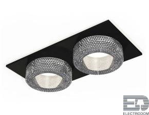 Комплект встраиваемого светильника с композитным хрусталем XC7636020 SBK/CL черный песок/прозрачный MR16 GU5.3 (C7636, N7191) - цена и фото