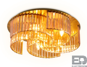 Потолочный светильник с хрусталём TR5207/6 GD/TI золото/янтарь E27/6 max 40W D600*180 - цена и фото