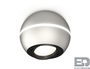 Комплект накладного поворотного светильника с дополнительной подсветкой XS1103010 SSL/PBK серебро песок/черный полированный MR16 GU5.3 LED 3W 4200K (C1103, N7002) - цена и фото