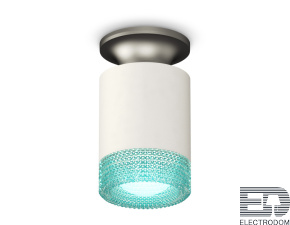 Комплект накладного светильника с композитным хрусталем XS6301162 SWH/MCH/BL белый песок/матовый хром/голубой MR16 GU5.3 (N6904, C6301, N6153) - цена и фото