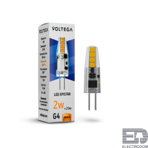 Лампа светодиодная Voltega G4 2W 2800K прозрачная VG9-K1G4warm2W-12 7142 - цена и фото