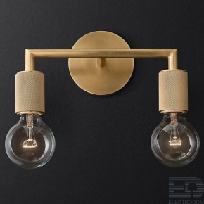 Бра RH Utilitaire Double Sconce Brass ImperiumLoft - цена и фото