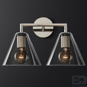 Бра RH Utilitaire Funnel Shade Double Sconce Silver ImperiumLoft - цена и фото